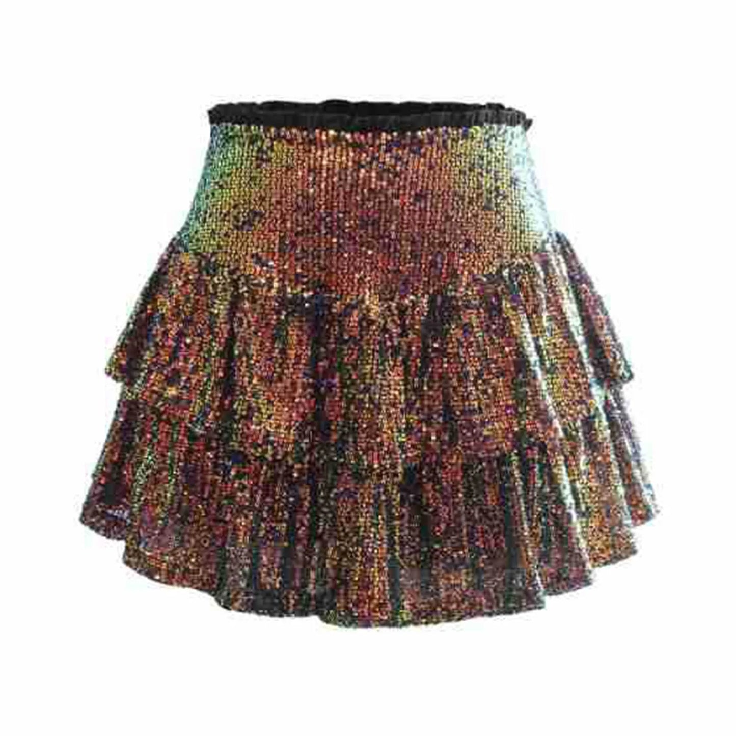2024 Fashion Party Evening Clothes for Women Summer Sexy Elastic High Waist Sequin Mini Pleated Skirts Streetwear Short Dress