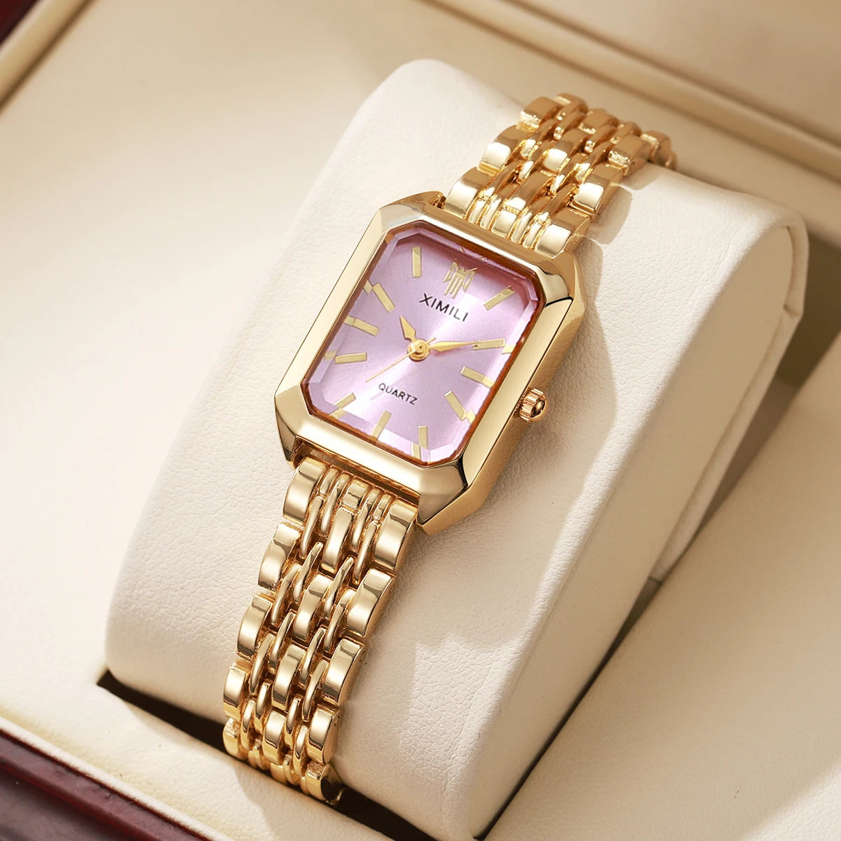 高級レディース腕時計 ファッション 長方形 レディース スチールバンド クォーツ腕時計 Reloj Mujer Relogio Feminino 女の子用時計 ギフト