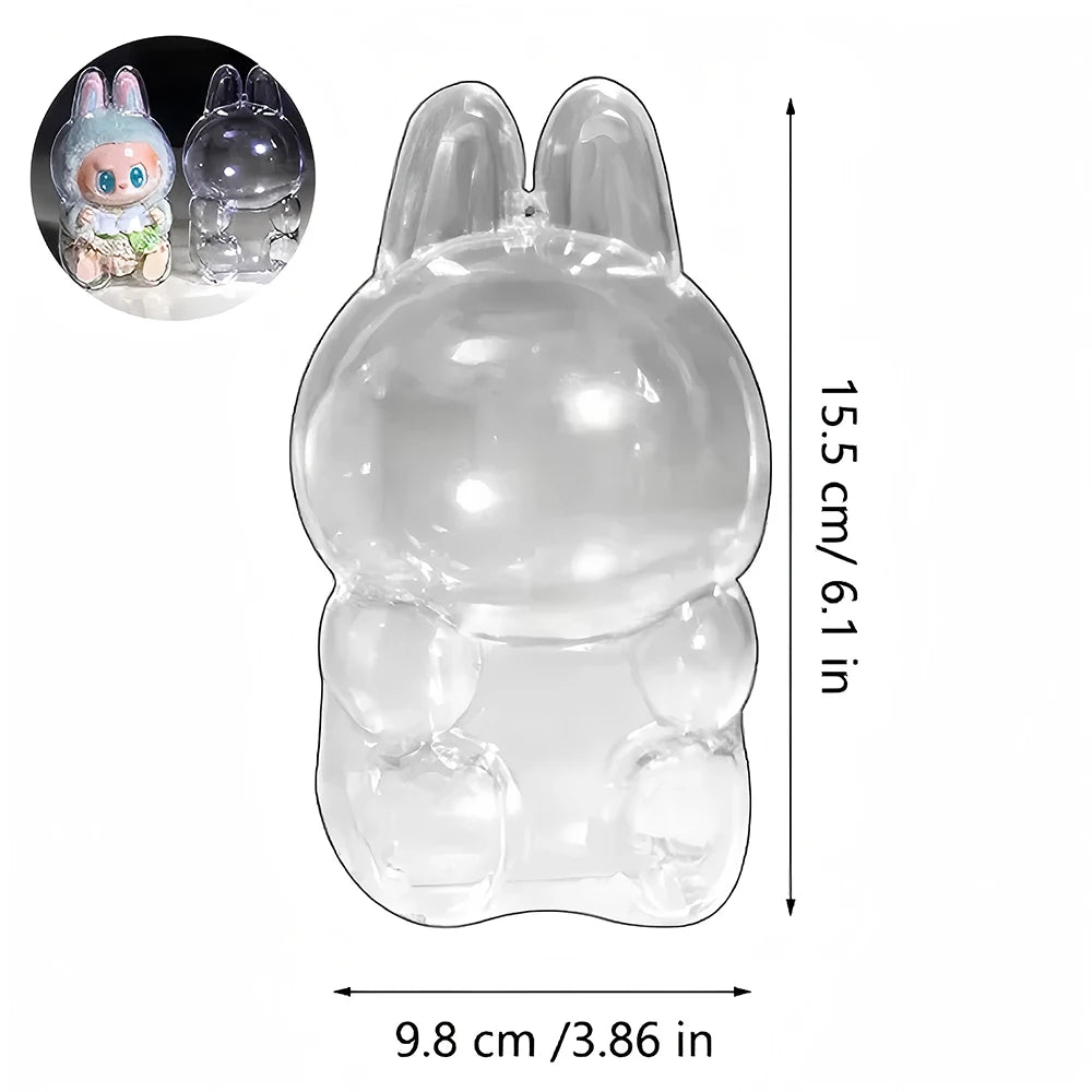 Labubuアクセサリー 透明保護カバー ぬいぐるみカバー Labubu I II ドールディスプレイバッグ ミニポータブル収納ボックス