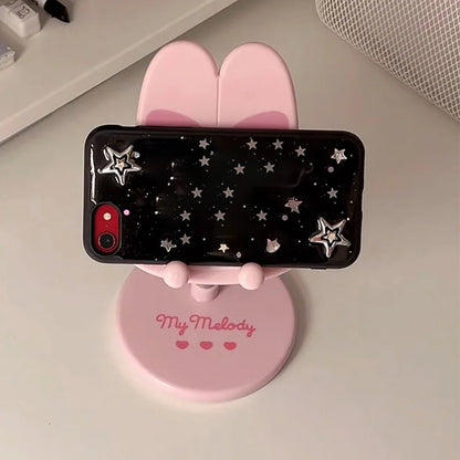かわいいMy Melody Kuromiスマホスタンド 調節可能なデスクトップホルダー iPhone iPad タブレット用 寝室 観賞用 ホームオフィス Kawaii アニメ