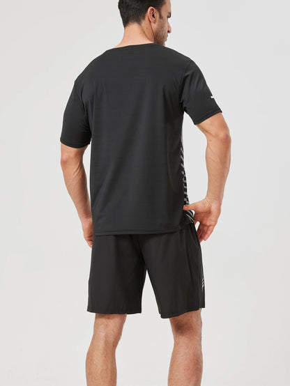 [USAサイズ] 2025年夏 ブラック トラックスーツ メンズ セット 袖 Tシャツ + ショーツ スポーツウェア ブランド スポーツスーツ オーバーサイズ 3XL