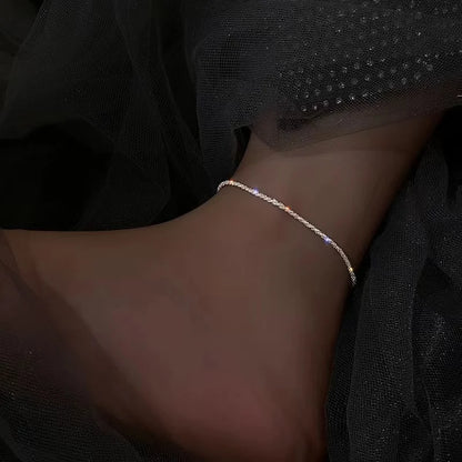 925 Sterling Silver Anklet Fashion Simple Temperament Anklet Birthday Gift For Women Senior Jewelry Accessories