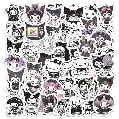 60pcs Kawaii Gothic Kuromi Stickers Hello Kitty for Kids Girls DIY Laptop Phone Diary Cute Cartoon Sanrio Sticker Decals