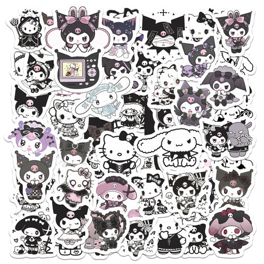 60pcs Kawaii Gothic Kuromi Stickers Hello Kitty for Kids Girls DIY Laptop Phone Diary Cute Cartoon Sanrio Sticker Decals