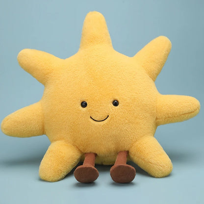 漫画の人気商品フルーツぬいぐるみ枕 リンゴ 洋ナシ 桃 チェリー 天気 太陽 月 星 ぬいぐるみ おもちゃ ホームデコレーション 子供へのギフト