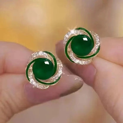 925 Silver Needle Korean Fashion Crystal Pearl Earrings For Women Jewelry 2025 Trending French Red Green White Flower Earrings