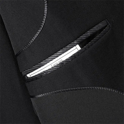 Suit (Blazer+pants) Fashion Business Gentleman Italian Style Slim Solid Color Professional Suit Wedding Groom Best Man Suit