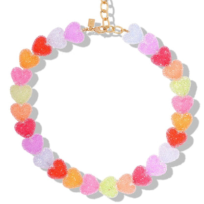 New colorful love candy resin necklace, cute love candy, niche design, collarbone chain women's gift necklace