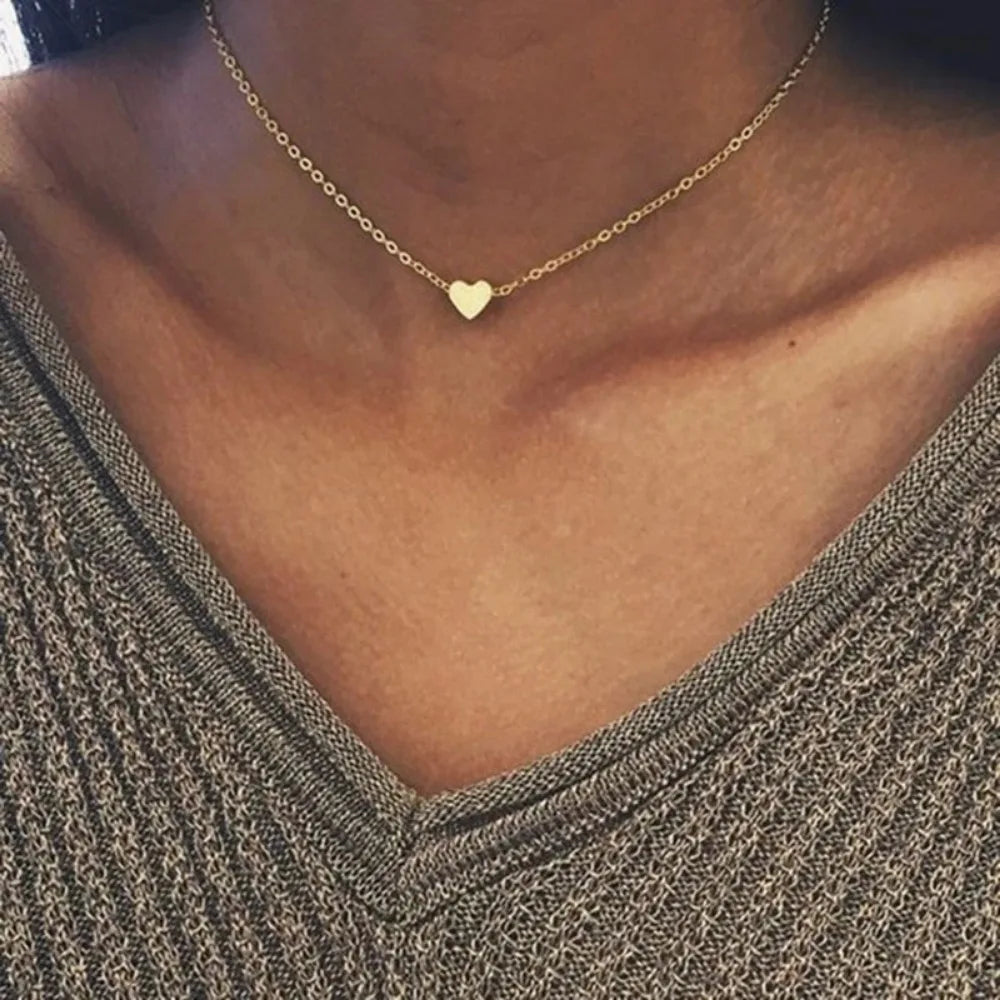 2024年新作レディースチョーカーゴールド/シルバーカラーチェーンスターハートチョーカーネックレスジュエリーCollana Kolye Bijoux Collares Mujer Collier