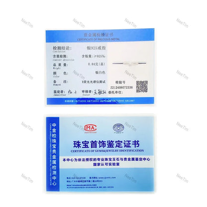 NeeTim Dカラー VVS1 モアサナイトリング レディース ウェディング ファインジュエリー 証明書付き 925スターリングシルバー エンゲージリング ギフト