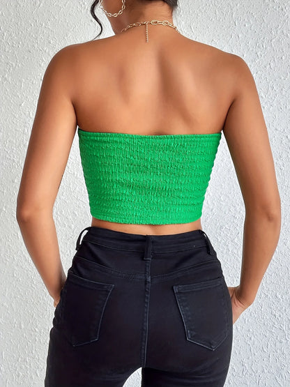 Solid color   sexy  and high-end   showing off the chest and waist   Casual summer sleeveless vest for women's clothin g