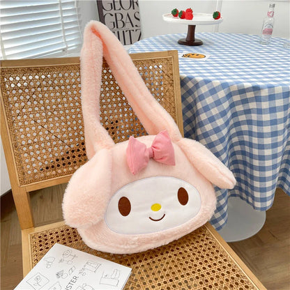 Sanrio New Model Cartoon Cute Kuromi Large-capacity Shoulder Bag Cinnamoroll Hand-held Underarm Bag Daily Match Girl Gift