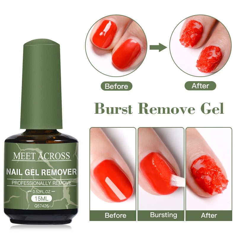 MEET ACROSS 15ml マジックファストネイルジェルポリッシュリムーバー クリーンUVソークオフ セミパーマネントワニス ネイルアート除去ツール マニキュア