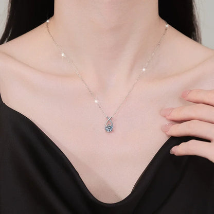 ZFSILVER Fashion Trendy Classic s925 Silver Luxury Moissanite Mermaid Princess Necklace For Women Accessories ewelry Gift HK0104