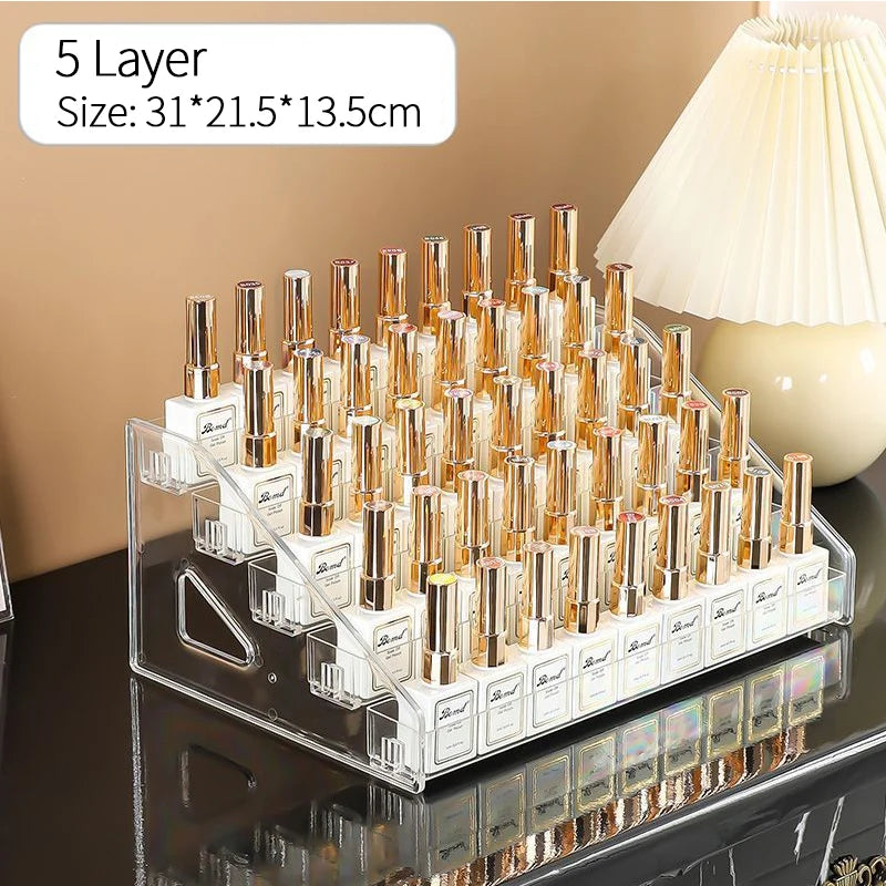 3/4/5/6/7 Layers Acrylic Nail Polish Display Rack Transparent Cosmetic Organizer Multi-layer Simple Mounting Rack Stand Holder