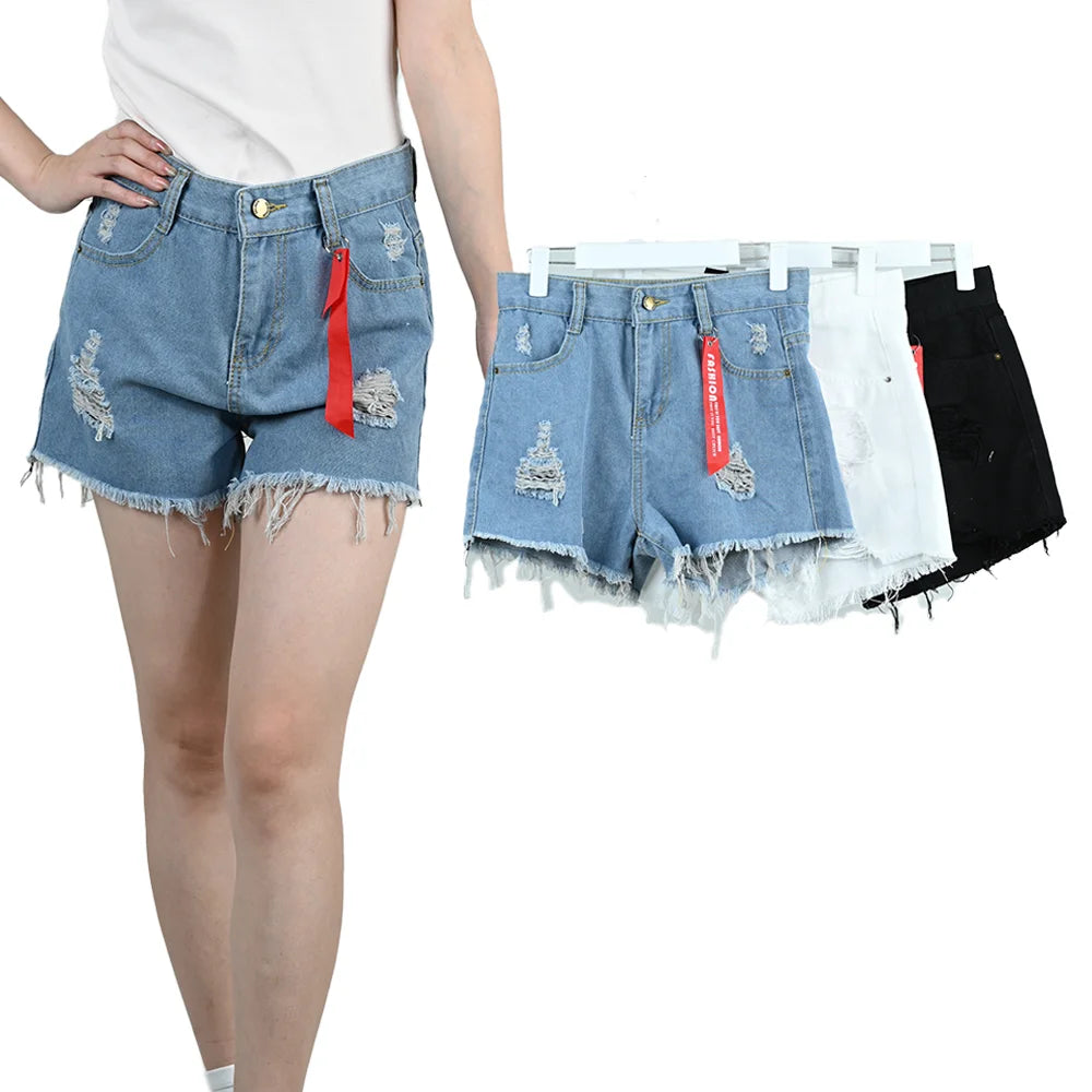 Summer Women's Denim Shorts Fashionable Sexy High-Waist Loose Pocket Tassel Hot Pants Female Casual Streetwear Short