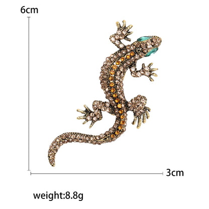 Rhinestone Chameleon Brooch for Women Unisex Enamel Lizard Pin Banquet Party Backpack Gifts Jewelry Accessories