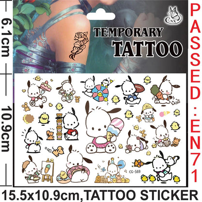 Sanrio series Tattoo Stickers Waterproof Cute Sticker Anime Birthday Party Supplies Decoration For Kids Women Men Gift