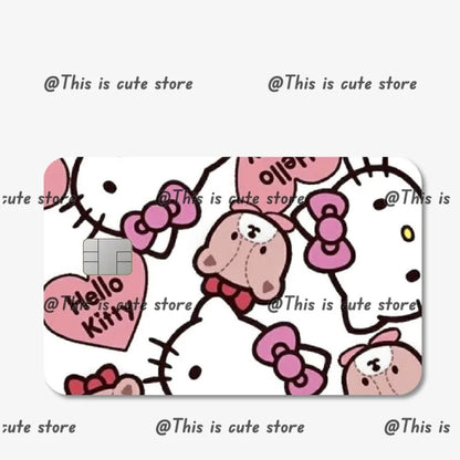 Sanrios Hello Kittys Kuromi Credit Card Skin Stickers for Bank Card Bus Anime Rilakkuma Metro Card Sticker Waterproof Girls Gift