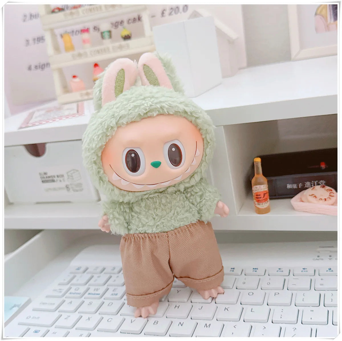 17cm Labubuベア カジュアルジャケット ドール服 - Pullip、Blythe、OB11、BJD用かわいいぬいぐるみアウター、カワイイテディコート