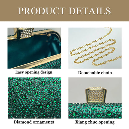 Luxury Shiny Evening Clutch Bag for Women Elegant Glamorous Party Purse Fashion Designer Handbag Glitter Prom Wedding Clutch
