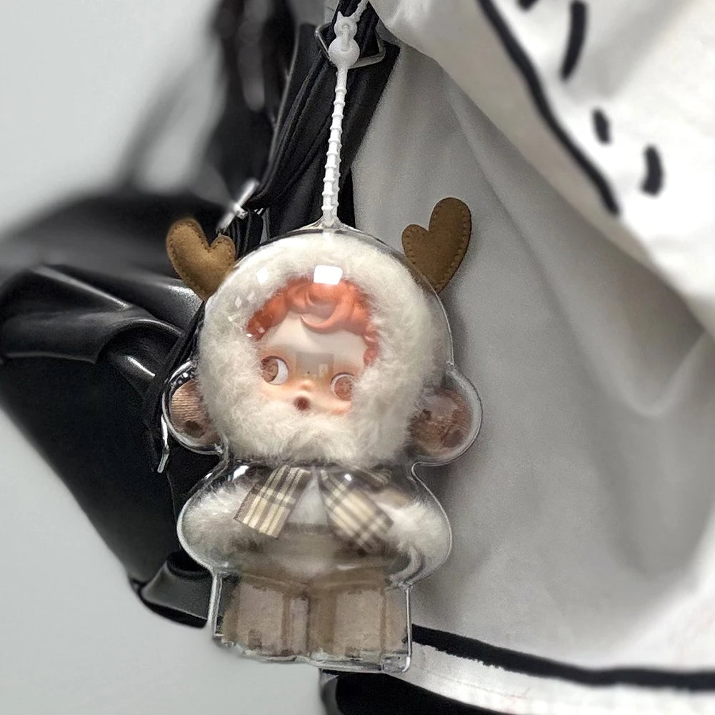 1/2個セット アクリル透明保護ケース ドール用ほこり防止ケース ストラップ付き スカルパンダ冬の動き用 SPドール収納ケース