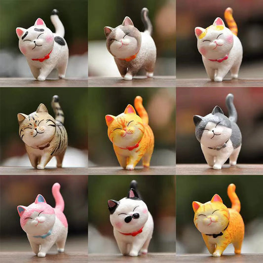 1ピースかわいい猫のオーナメントベル猫動物妖精ガーデンフィギュアアクセサリーホームデコレーションデスクトップモデル誕生日ギフト