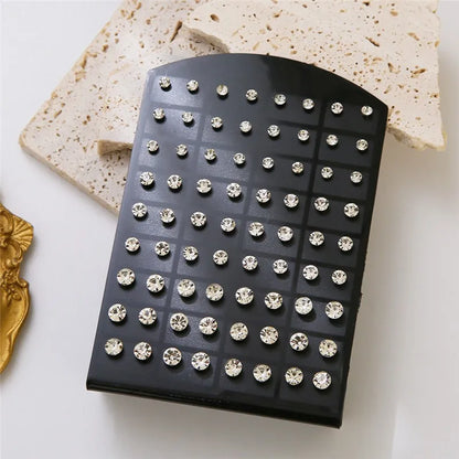 36pairs Mixed Sizes Rhinestone Stud Earrings For Women Girls Crystal Earrings Set Wedding Party Jewelry Gift