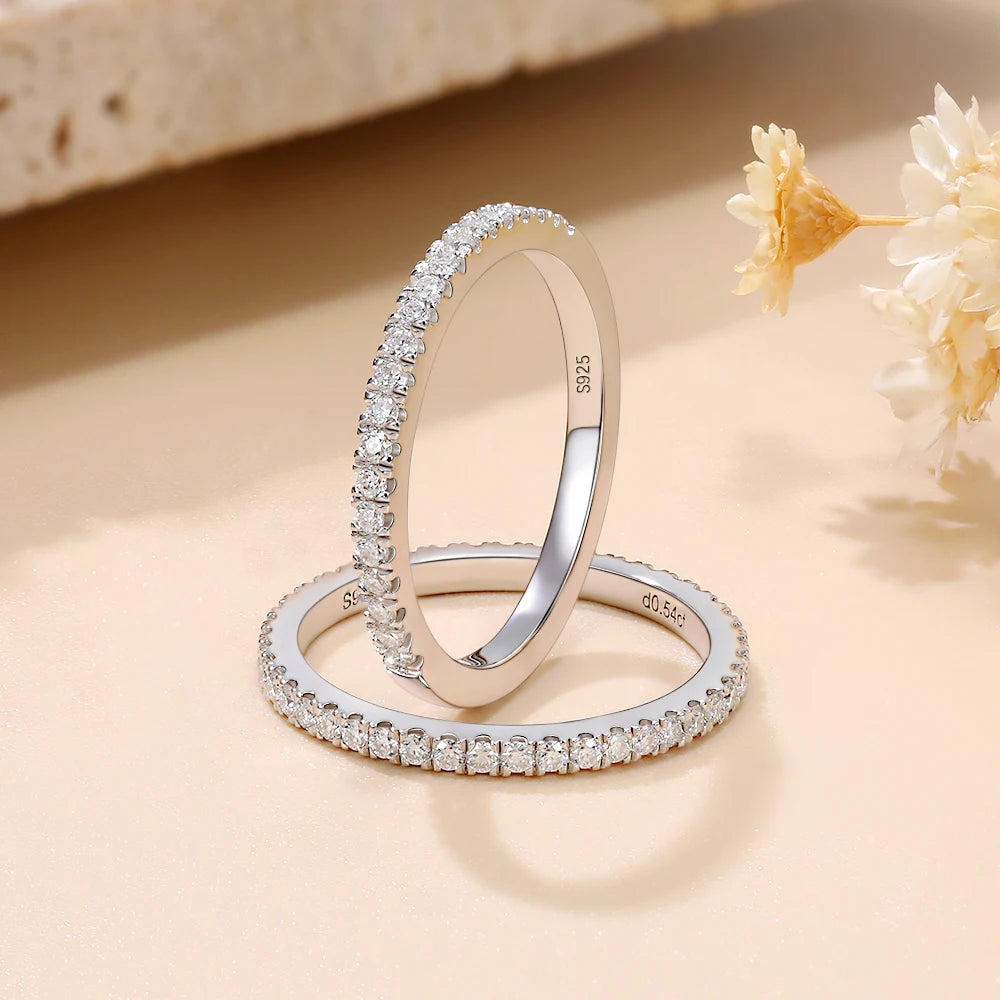 1.4mm Moissanite Wedding Band for Women S925 Sterling Silver Moissanite Rings D Color VVS1 Lab Diamond Ring Fine Jewelry Gift