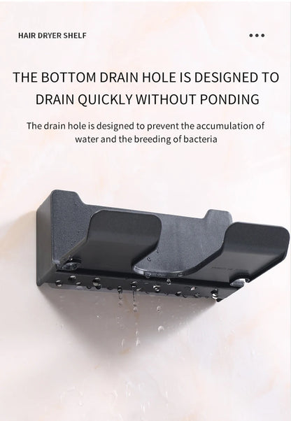 Hair Dryer Holder Wall Mounted Hair Straightener Dryer Hair Stand Bathroom Organizer Shelves Washroom Organization Shelves