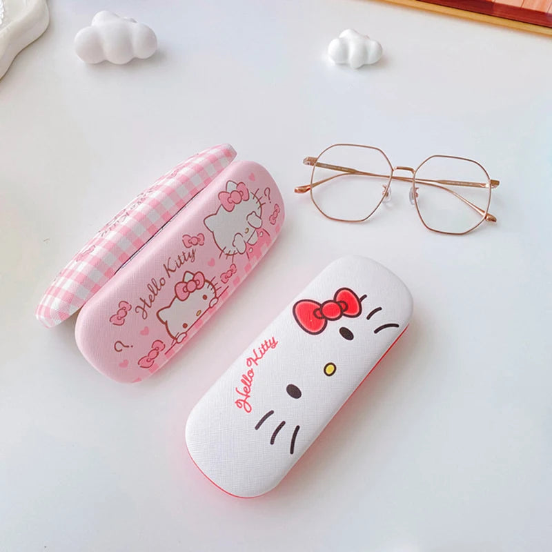 Cartoon Stitch Hello Kitty Glasses Case Children Students Anti Drop Glasses Storage Box Princess Series Pattern Protective Case