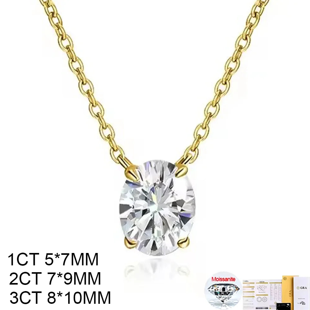 COSYA 1-3CT Oval Cut Moissanite Pendant Necklace For Women S925 Silver 18K Gold Lab Diamond Necklace Wedding Party Fine Jewelry
