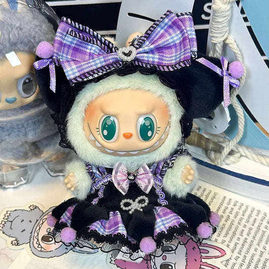For 17cm Doll'S Clothes Outfit Accessories For Korea Kpop Kuromi Labubu clothes purple dress Clothing Gift