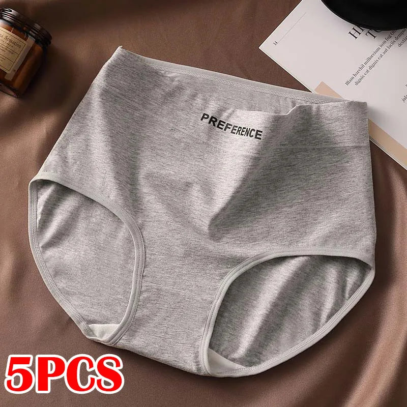 FallSweet 5Pcs Women Plus Size Cotton Panties Seamless Panties Comfort Breathable Underwear Girls Mid-Waist Briefs Sexy Lingerie