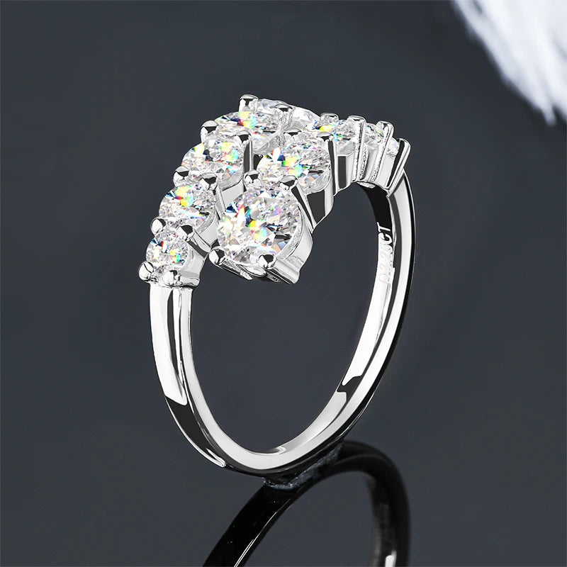 10 Stones All Moissanite Bridal Rings Open Ring 925 Silver with Certificate Woman Engagement Wedding Jewelry Anillos Original