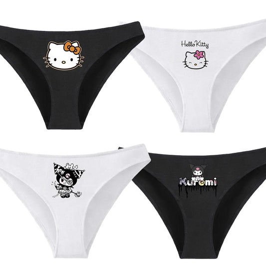 Hello Kitty Pure Cotton Triangle Pants Child Kawaii Pattern Underpants Kuromi Black White Daily Clothes Shorts Birthday Gift
