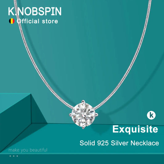 KNOBSPIN D VVS1 モアッサナイト ペンダント ネックレス s925 スターリングシルバー 18k ホワイトゴールドメッキ GRA認定 繊細な女性用ネックレス