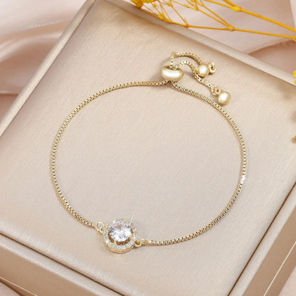 Trendy Circle Interlocked Gold-Color Charm Bangle For Women Men Personally Bracelet Party Girls Exquisite Accessories Jewelry