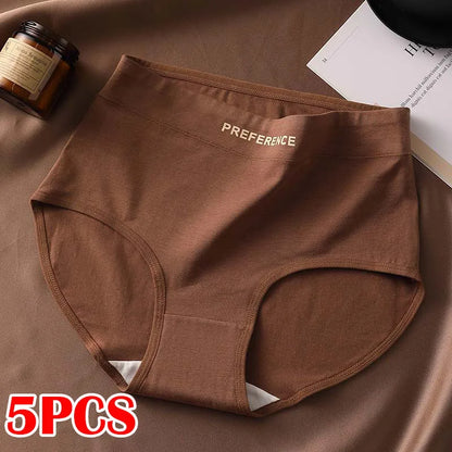 FallSweet 5Pcs Women Plus Size Cotton Panties Seamless Panties Comfort Breathable Underwear Girls Mid-Waist Briefs Sexy Lingerie