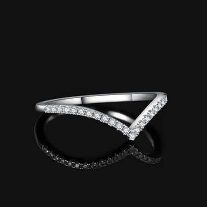 JewelryPalace モアサナイト Dカラー ラウンドカット 925スターリングシルバー V字型 重ね付け可能 ウェディングリング レディース イエロー ローズゴールドメッキ