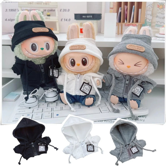 17cm Labubuベア カジュアルジャケット ドール服 - Pullip、Blythe、OB11、BJD用かわいいぬいぐるみアウター、カワイイテディコート