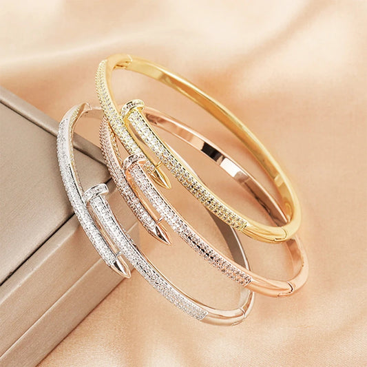 Female Jewelry Nail Bracelets Trendy Bracelet Zircon Screw Bracelet For Women Everyday Party Festive Jewelry As Gifts