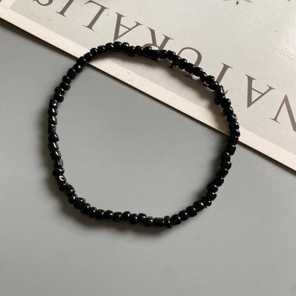 女性用ホワイトアンクレット、カラフルなファッションガール、小さなシードビーズフットブレスレット、イエローボヘミアンアンクレット、ギフトジュエリー