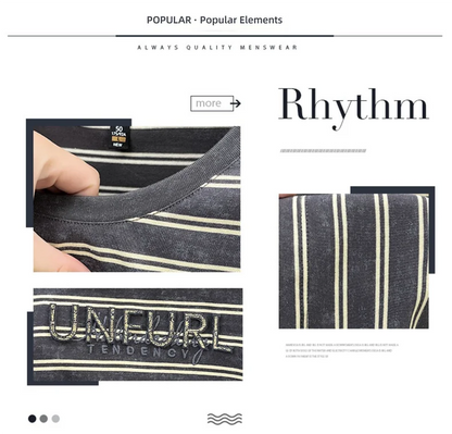 Top Grade Yarn Dyed New Summer Tops Striped Designer Tshirt Men 2025 Round Neck Brand Short Sleeve Casual Fashion Men Clothing