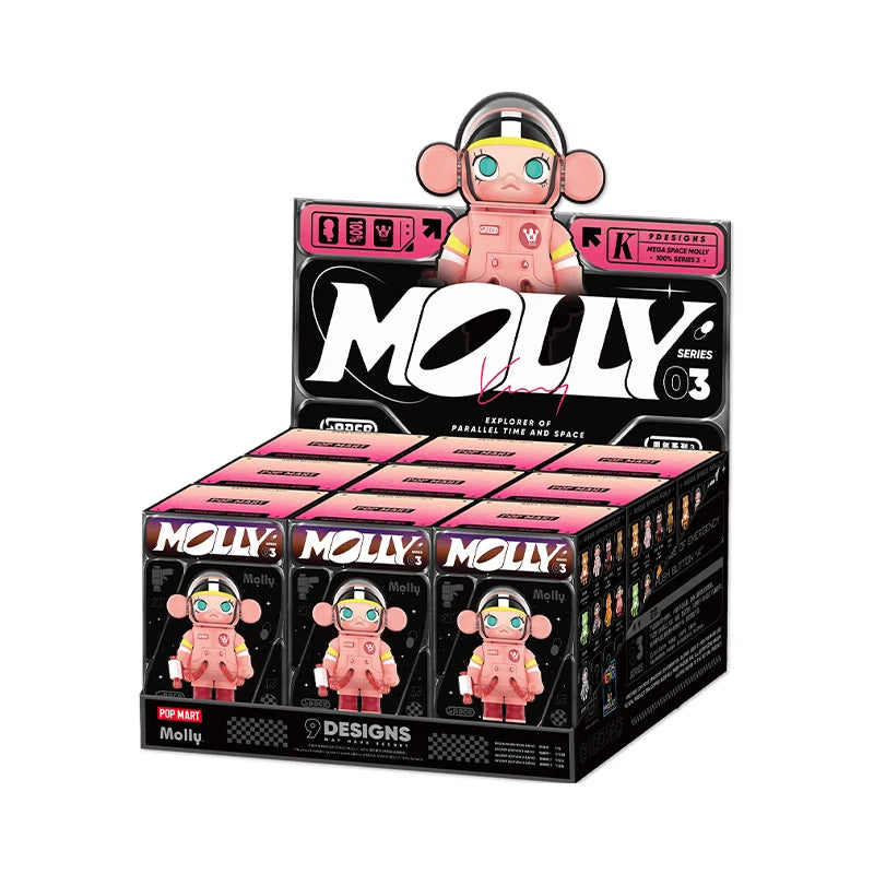【日本限定】POP MART MEGA SPACE MOLLY 100% シリーズ 3 ミステリーボックス 1個/9個 POPMART ブラインドボックス アクションフィギュア かわいいおもちゃ