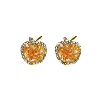 Green Crystal Apple Earrings Fashionable Jewelry Earrings For Women