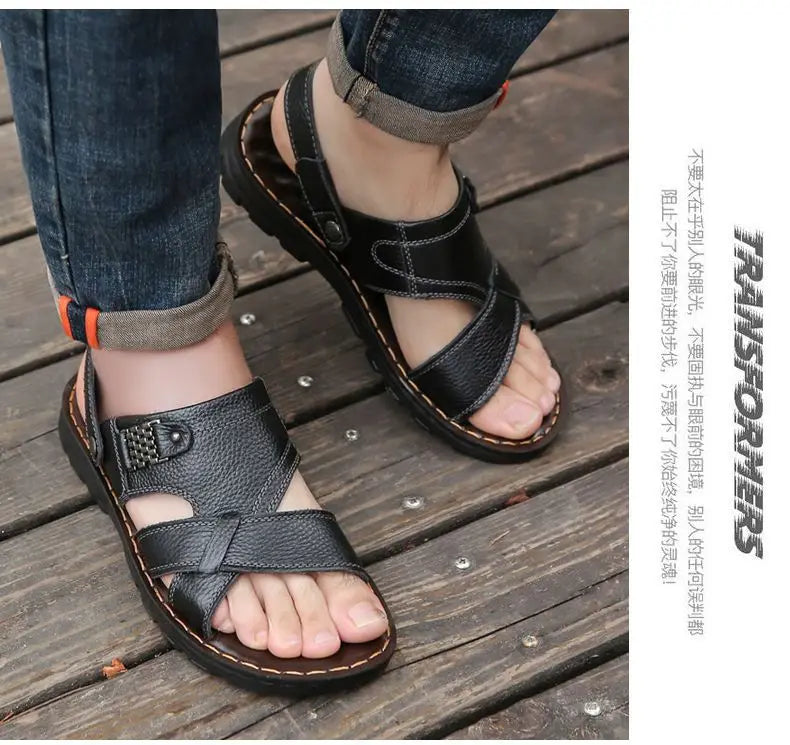 2025 New Men's Sandals for Men's Summer, Dual use for Cooling, Soft soled Exterior, Middle aged, Dad's Shoes, Elderly Shoes
