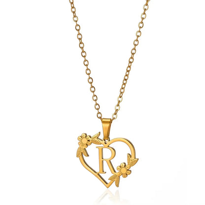 Initial Letter Stainless Steel Pendant Necklace for Women Fashion Gold Color Chain A-Z Alphabet Clavicle Necklaces Jewelry Gift