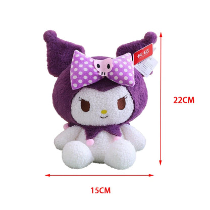 22CM Authentic Sanrio Kuromi Plush Doll Black Purple Cutecartoon Doll Girl Children's Toy Birthday Christmas Gift