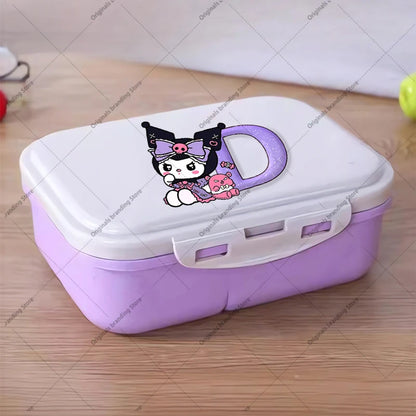 Kuromi 26 Letters Lunch Box Kawaii Girl Portable Bento Rice Boxs Student Hermetic Food Crisper Single Layer Capacity Kids Gift